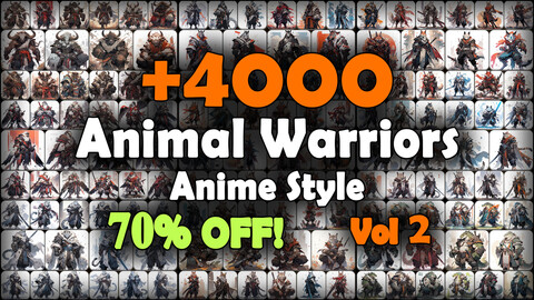 4000 Anime Animal Warriors (Full Body) Reference Pack | MEGA Bundle | 4K | v.2