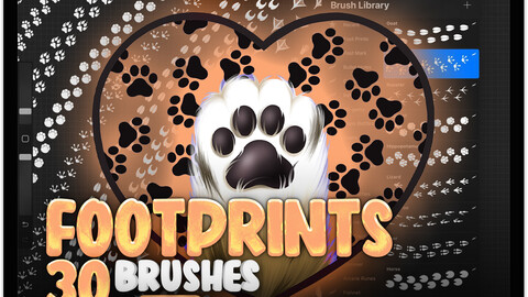 30 Procreate Footprints Brushes | Procreate Animals Footprint Brushes | Procreate Raccoon Donkey Antelope Owl Dove Zebra Crocodile Duck Pig Goat Frog Footprints Brushes