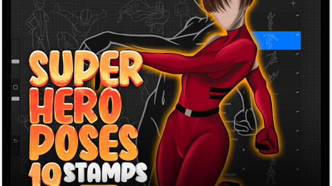 19 Procreate Superhero Poses Stamp Brushes | Procreate Super Girl Brushes | Procreate Super Man Brushes | Procreate Super Hero Stamp  Brushes