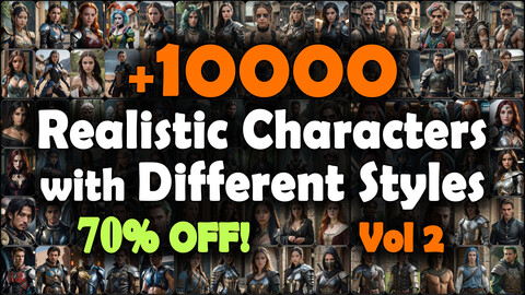 10000 Realistic Characters with Different Styles Reference Pack | SUPER MEGA Bundle | 4K | v.2