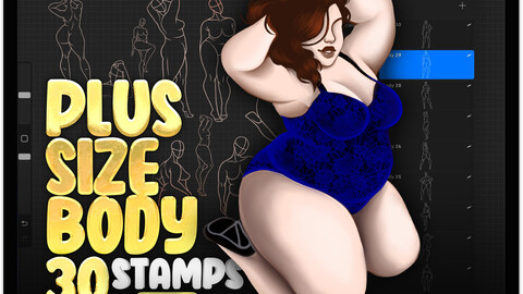 30 Procreate Plus Size Women Stamp Brushes | Procreate Plus Size Body Stamps | Procreate Big Body Girls | Procreate Plus Size Mannequins | Procreate Big Body Reference | Procreate Curvy Poses Brushes | Procreate Female Body Pose Brushes