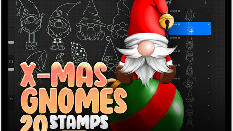 20 Procreate Christmas Gnomes Stamp Brushes | Procreate Xmas Brushes | Procreate Winter Brushes | Procreate New Year Brushes | Procreate Xmas Gnomes References | Procreate Christams Elves Brushes | Procreate Xmas Elf Brushes