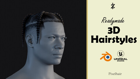 Hairstyle - Braids/Fade 012 (Hair for blender/ unreal engine / metahuman) Afro hair | Kinky hair | 4c Hair | African / African American Hair