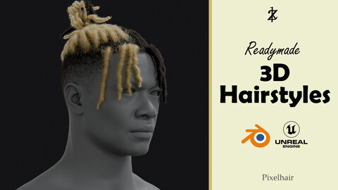 Hairstyle - Dreads/Fade 014 (Hair for blender/ unreal engine / metahuman) Afro hair | Kinky hair | 4c Hair | African / African American Hair