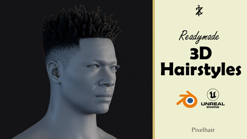 Hairstyle - Dreads/Fade 016 (Hair for blender/ unreal engine / metahuman) Afro hair | Kinky hair | 4c Hair | African / African American Hair