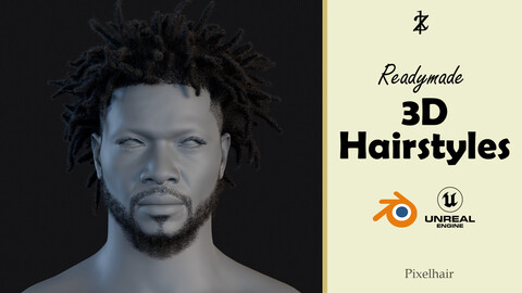 Hairstyle - Dreads 003 (Hair for blender/ unreal engine / metahuman) Afro hair | Kinky hair | 4c Hair | African / African American Hair