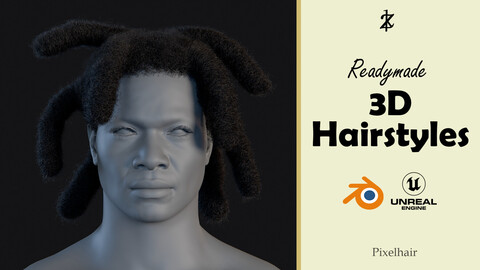 Hairstyle - Dreads 005 (Hair for blender/ unreal engine / metahuman) Afro hair | Kinky hair | 4c Hair | African / African American Hair