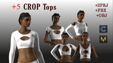 +5 CROP TOPS pack (+ZPRJ,OBJ,FBX,textures files )