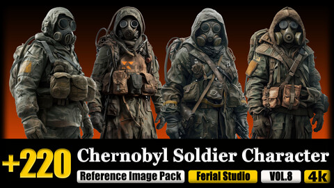 220 Chernobyl Soldier Character Reference Image Pack v.8 |4K|