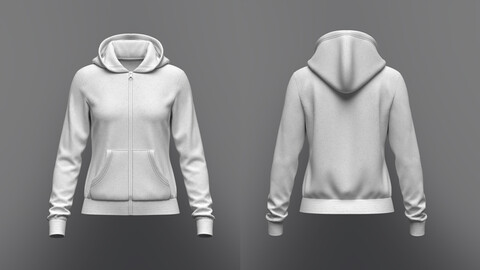 Women's front Zip Hoodie 3d Model