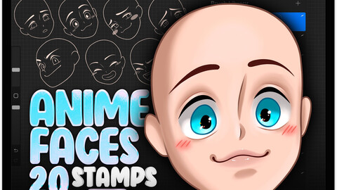 20 Procreate Anime Faces Stamp Brushes | Procreate Anime Heads Stamp Brushes | Procreate Chibi Faces Stamp Brushes | Chibi Heads Procreate Stamp Brushes | Manga Faces Procreate Brushes | Procreate Manga Heads Brushes