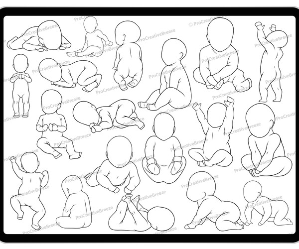 ArtStation - 20 Procreate Baby Poses Stamp Brushes | Procreate Baby ...