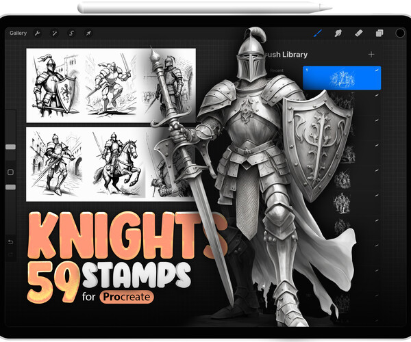 ArtStation - 59 Procreate Knight Stamp Brushes | Procreate Knights ...