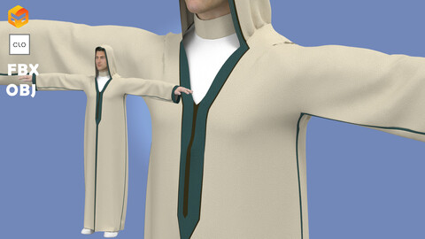 Moroccan Men Kaftan / Zprj Project+OBJ + FBX