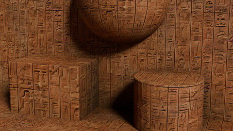 Egyptian Hieroglyph Seamless PBR Texture Vol 2 - 1