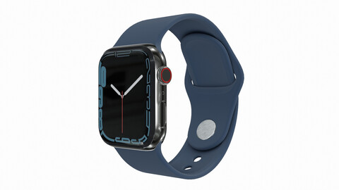 Apple Watch 7 Series - Silver Stainless Steel Case with Abyss Blue Sport Band