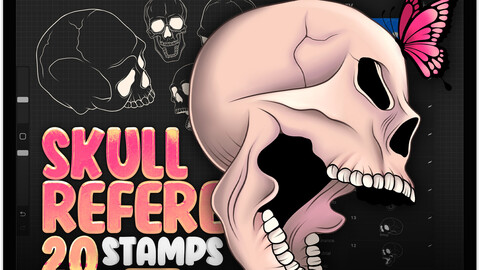 20 Skull Reference Stamps for Procreate | Procreate Heads Brushes Stamps | Procreate Portrait Guide Stamps | Skull Brushes for Procreate | Procreate Animal Skull Stamp | Procreate Skull Tattoo Stamp Brushes | Procreate Dinosaur Skull Stamps Brushes