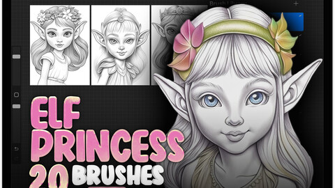 20 Elf Princess Brushes for Procreate | Procreate Elves Coloring Book Stamp Brushes | Forest Elf for Procreate | Digital Coloring Pages | Procreate Cartoon Brushes | Procreate Characters Brushes