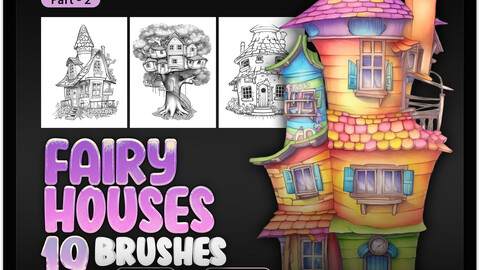 19 Fairy House Procreate Stamp Brushes Part-2 | Fairy House Photoshop Brushes | Kawaii House Stamp Brushes | Fantasy House Procreate Brushes | Beautiful Magic House Procreate Brushes | Procreate Cartoon House Stamps Brushes