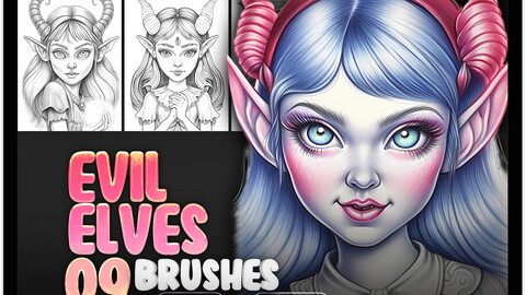 9 Evil Elves Procreate Brushes | Evil Elves Photoshop Brushes | Dark Elf Procreate Stamp Brushes | Evil Elf Girls Procreate Brushes | Evil Elf Photoshop Brushes