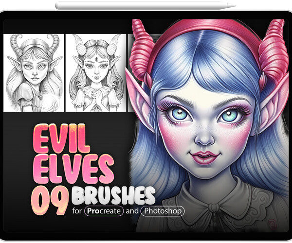 ArtStation - 9 Evil Elves Procreate Brushes | Evil Elves Photoshop ...