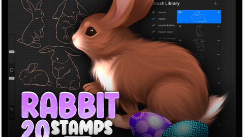 20 Rabbit Stamps for Procreate | Easter Brushes for Procreate | Hare Stamps for Procreate | Procreate Rabbits Stamp Brushes | Procreate Bunny Stamp Brushes | Procreate Passover Stamps Brushes