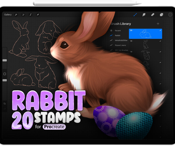 ArtStation - 20 Rabbit Stamps for Procreate | Easter Brushes for ...