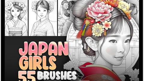 55 Japan Girls Procreate Stamp Brushes | Japan Girls Photoshop Brushes | Japanese Women Procreate Stamp Brushes | Japanese Girl Procreate Brushes | Procreate Japanese People Stamp Brushes