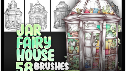 58 Jar Fairy House Procreate Stamps Brushes | Jar Fairy House Photoshop Brushes | Fantasy Jar House Stamp Brushes for Procreate | Magic House Procreate Brushes | Fairy Homes Procreate Brushes | Jar Fairy Home Procreate | Procreate Cartoon House Brushes