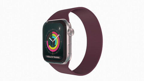 Apple Watc 3 - Silver Aluminium Case with  Dark Cherry Solo Loop