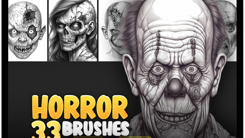 33 Creepy Procreate Brushes | Creepy Photoshop Brushes | Monsters Procreate Stamp Brushes | Procreate Creepy Characters Stamp Brushes | Procreate Horror Characters Brushes for Procreate and Photoshop | Procreate Scary Brushes