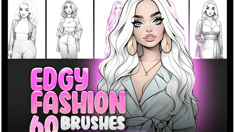 60 Beautiful Girls wearing Edgy Style Procreate Brushes | Fashion Woman in Edgy Style Photoshop Brushes | Fashion Clothes Procreate Brushes | Fashion Clothes Photoshop Brushes | Edgy Women Procreate Stamp Brushes