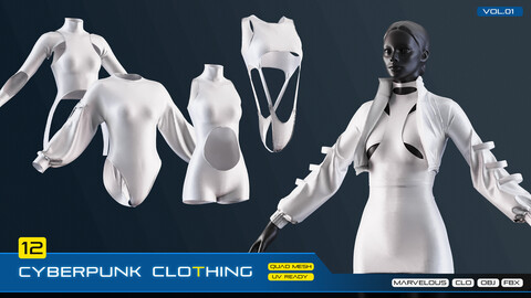 CYBERPUNK FEMALE BASIC CLOTHING_Marvelous/CLO3D/OBJ/FBX