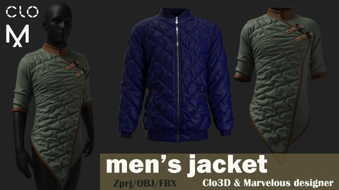 Men's jacket/Marvelous designer&clo3D/ZPRJ+OBJ+FBX(Thick,thin unweld,weld)