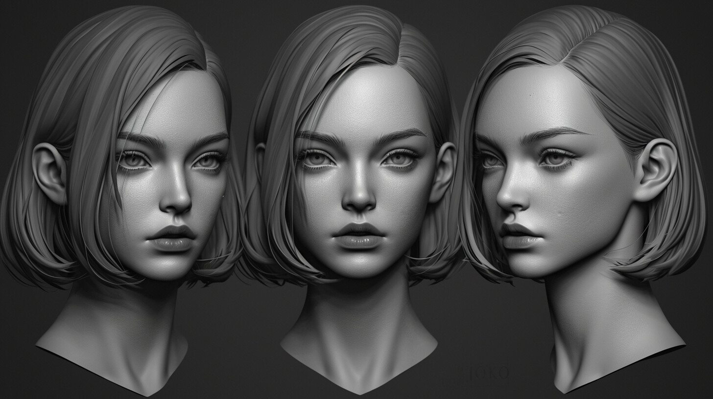 ArtStation - +350 Female Head Sculpt Reference(4k) | Artworks