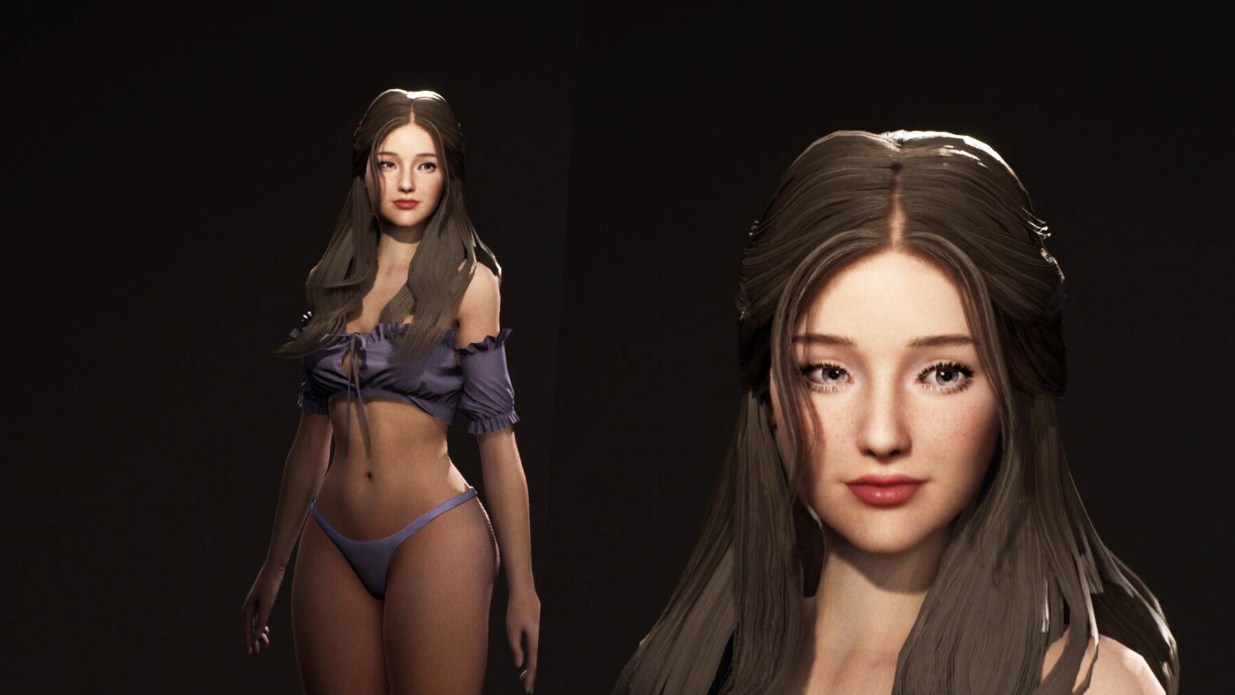 Artstation F2 Bikini And Nude Girl Dakota Game Character Game Assets