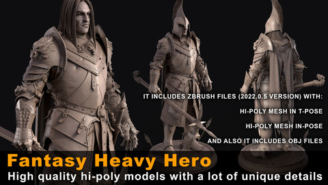 ZBrush Models: Fantasy Heavy Hero Warrior - High Poly ZTL