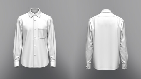 Men's Regular Fit Full Slv Shirt 3d Model