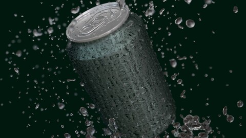 Aluminum Can 330ml with Water Drops and Splash