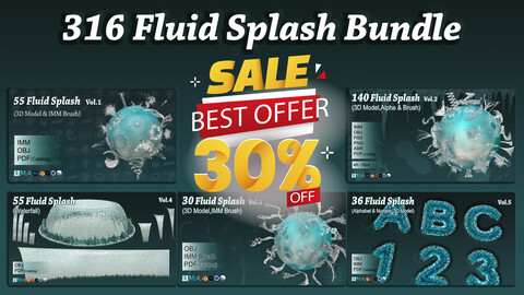 316 Fluid Splash Bundle (Vol 1-5) 3D Model