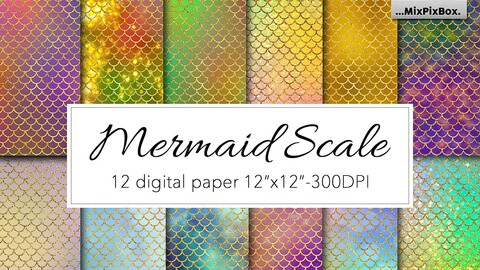 Mermaid Scale Digital Papers