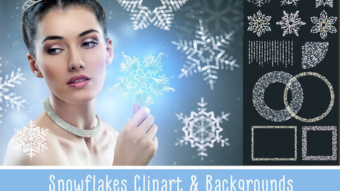 SNOWFLAKES Clipart + Backgrounds