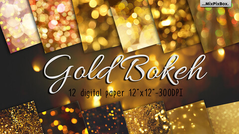 Gold bokeh digital paper