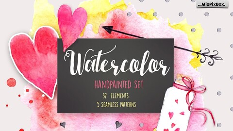 Hearts and Love Watercolor Clipart