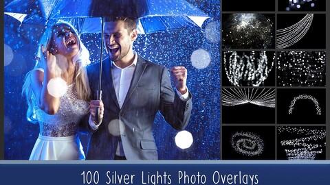 100 Silver Lights Photo Overlays