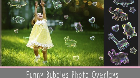 Funny Animals Soap Bubbles Overlay