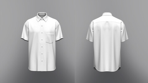 Men's Loose  Fit Half Slv Shirt 3d Model