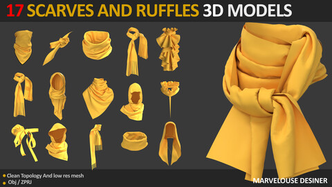 17 SCARVES AND RUFFLES 3D MODELS