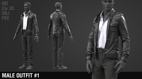 Male outfit #1 / Urban / Street / Shirt / Pants / Jacket / Marvelous Designer