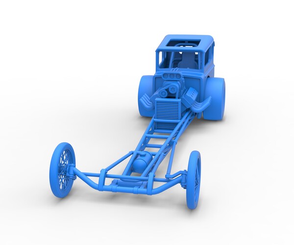 ArtStation - 3D printable Diecast Front engine old school dragster with ...